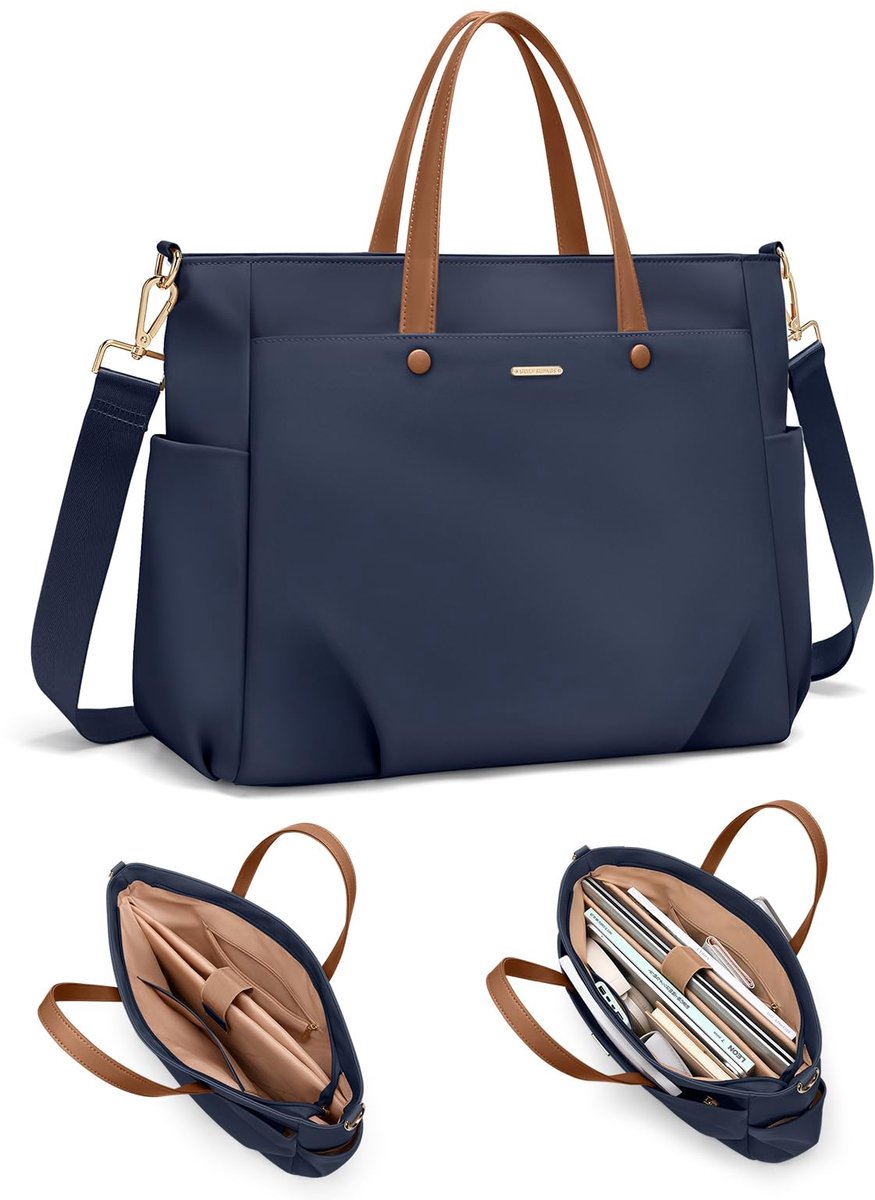 15,6 inch laptoptas voor dames, lichtgewicht nylon werkschoudertas, waterbestendige computerhandtas met zakken voor - ShopVlot
