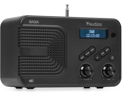 DAB radio - Audizio Badia - Kleine radio - Met Bluetooth, USB en AUX - Slaapkamer radio - Zwart