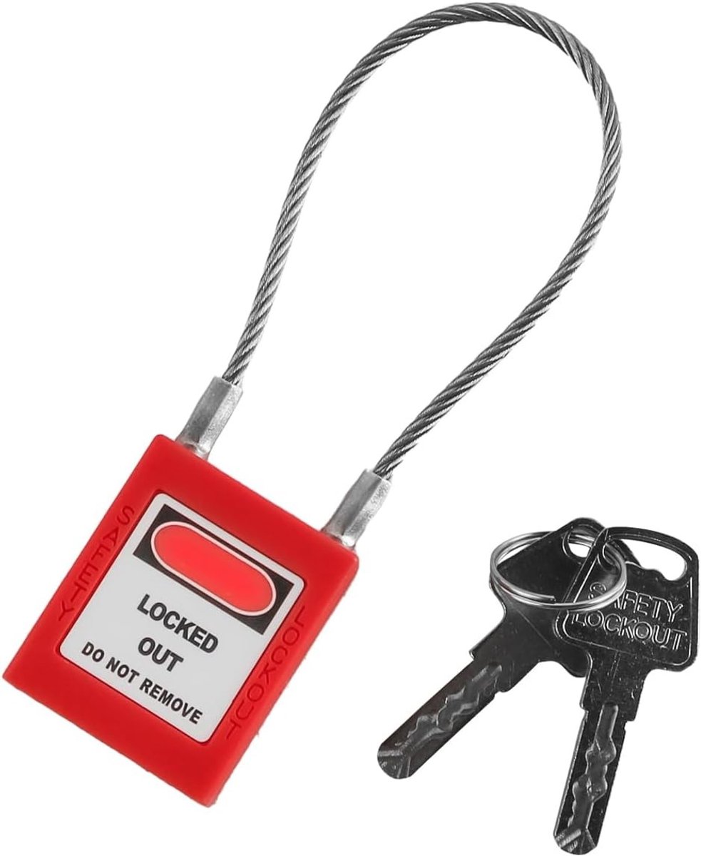 Hangslot met Kabel - Rood - 175 mm - Roestvrijstalen Veiligheidshangslot - Voor Lockout Tag-out Toepassingen