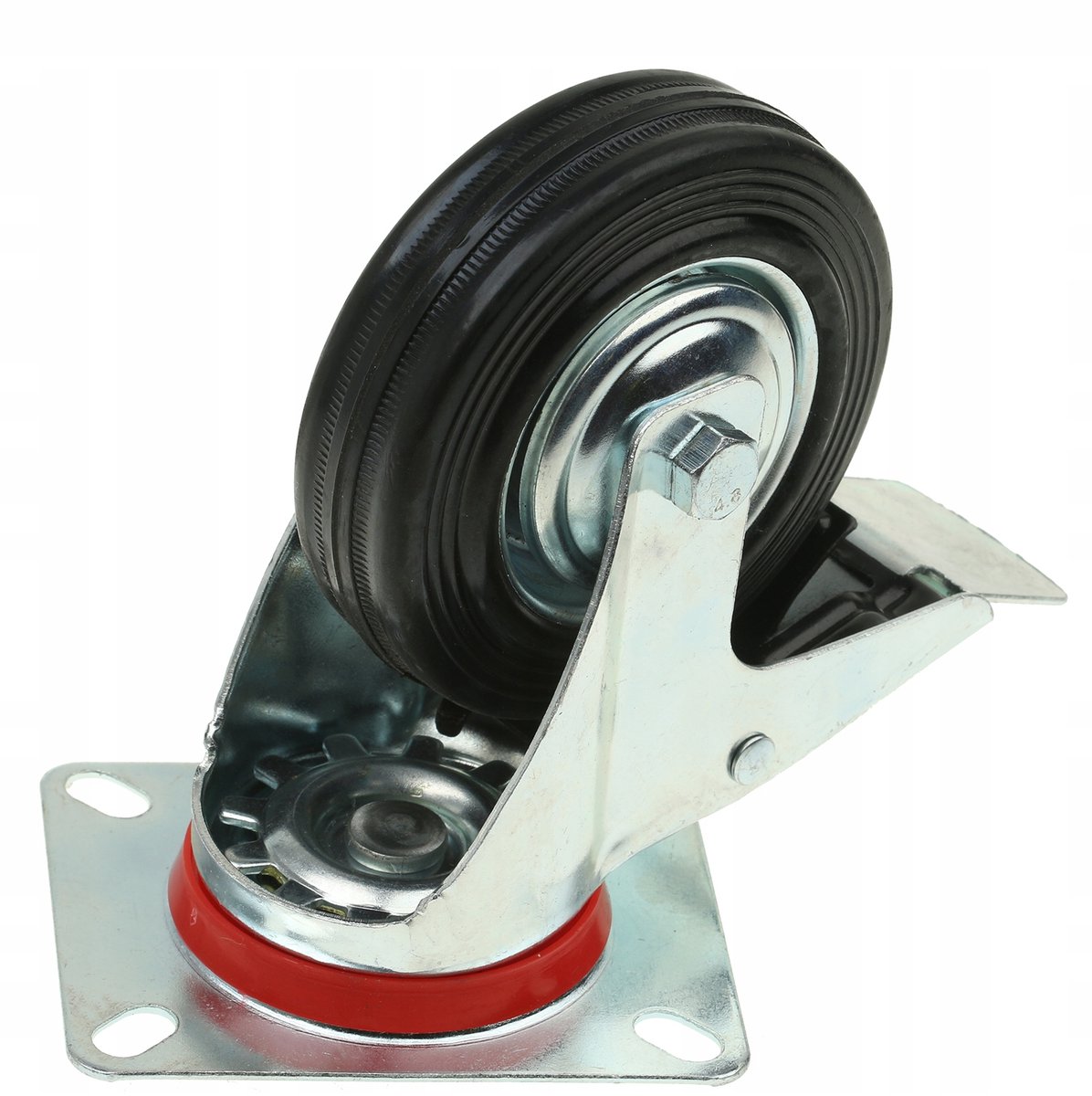 Zwenkbaar Transportwiel met Rem - 100mm Rubber, 70kg Draagvermogen