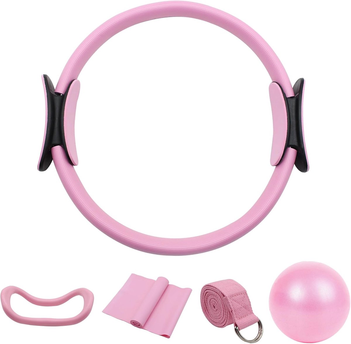 Pilates Set met Yogabal en Fitnessbanden - Complete Trainingsset voor Thuisgebruik - Inclusief Yogariem en Pilates Ring - Fitnessapparatuur voor Vrouwen en Studio Workouts