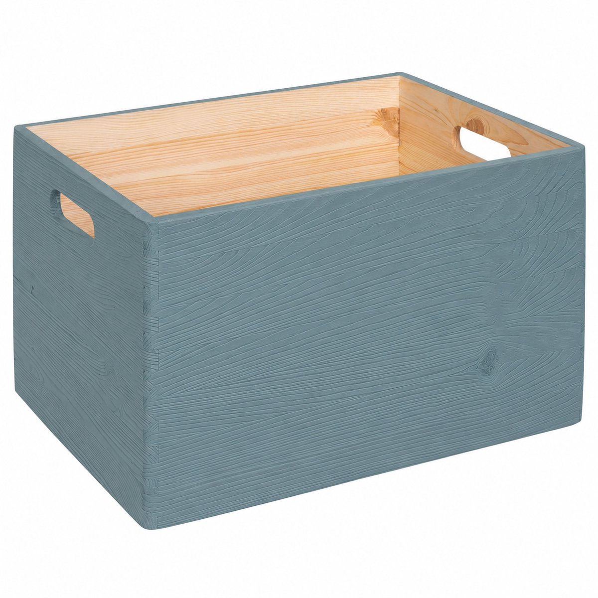 HAUDT® KIM MAXI open DENIM houten stapel kist - 39,5 x 29,5 x 23 cm - houten opberger - opbergkist - stapelkist