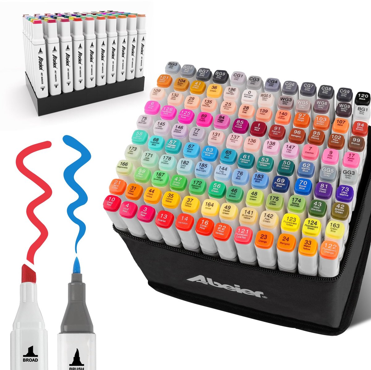 Alcohol Brush Marker, 120 Kleuren Dual Tip Marker Pen voor Volwassen Kleuring, Markeerstift Markers Art Set voor - ShopVlot
