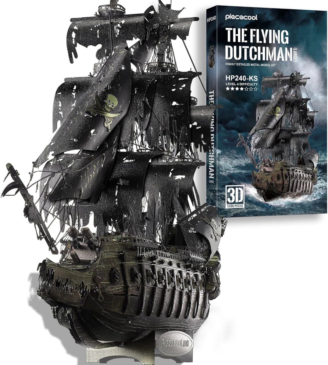 3D Metalen Puzzel Vliegende Hollander Piraten Schip Modelbouwset Roestvrij Staal