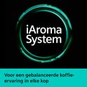 Groen oplichtende cirkel met "iAroma System". "Voor een gebalanceerde koffie-ervaring in elke kop".