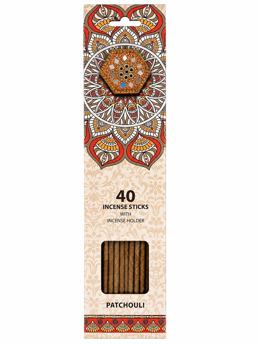 Wierookstokjes Patchouli met Wierookhouder – Patchouli– 40 Stuks