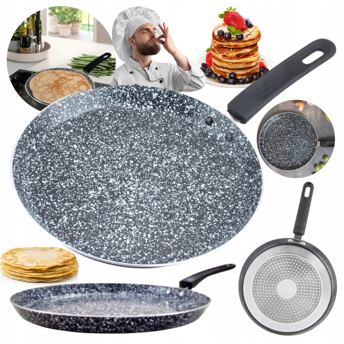 Elitehoff Crêpe Pan 24cm - Marmorlook - Geschikt voor Inductie
