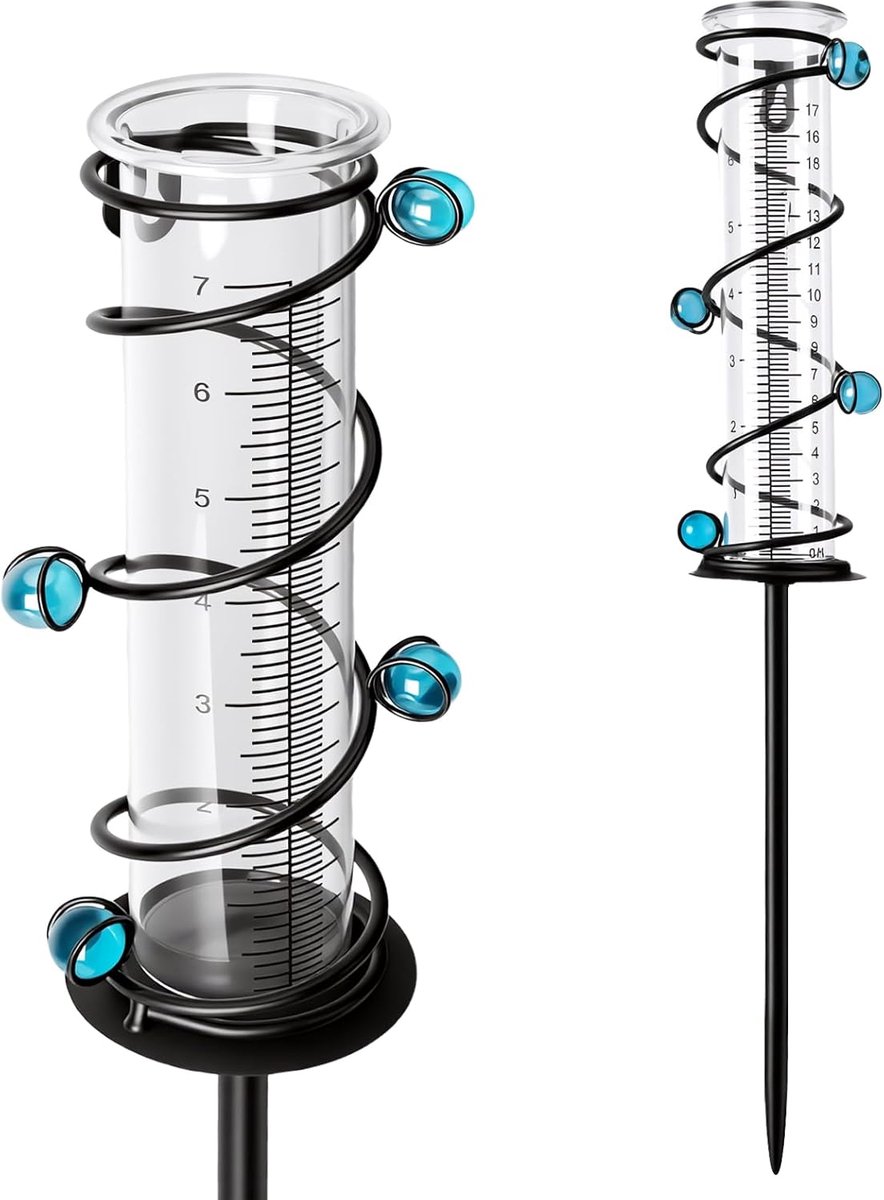 Regenmeter, met grondpen, metaal, vorstbestendig, goed afleesbaar - ShopVlot
