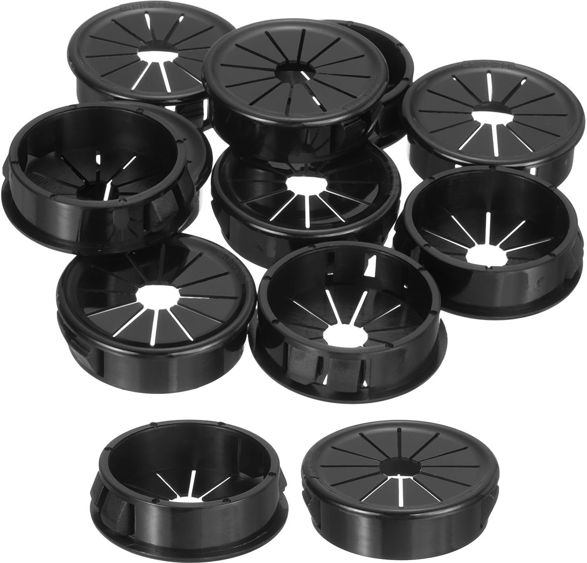 Kabeldoorvoer voor bureau - 12 stuks, zwart, nylon, 35 mm