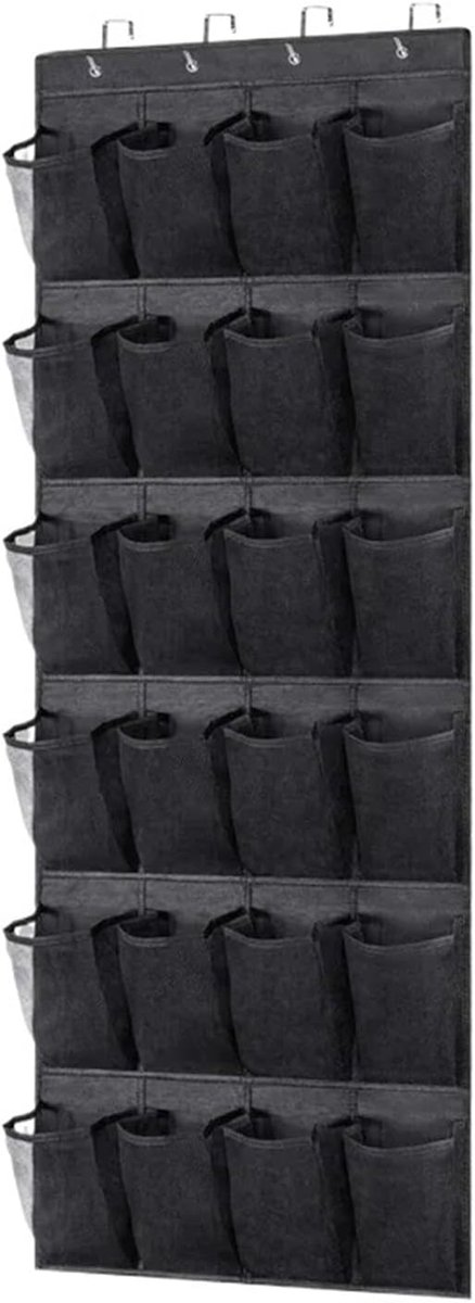 Hangende Schoenenorganizer met 28 Grote Vakken - Overdeur Schoenrek voor Kastdeur - Mesh Schoenhanger voor Opslag van Herenschoenen - Zwarte Ruimtebesparende Opbergoplossing