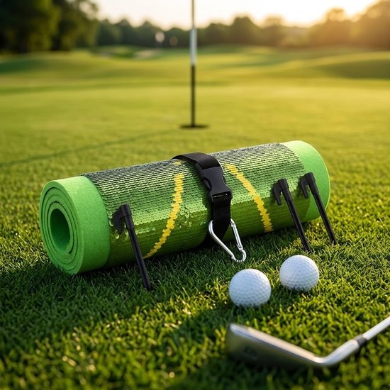 Groene golf mat voor heren en dames – golf swing trainer mat met balbaan detectie – golf oefen mat voor binnen en buiten – draagbare golf trainings mat voor swing analyse — afbeelding 3