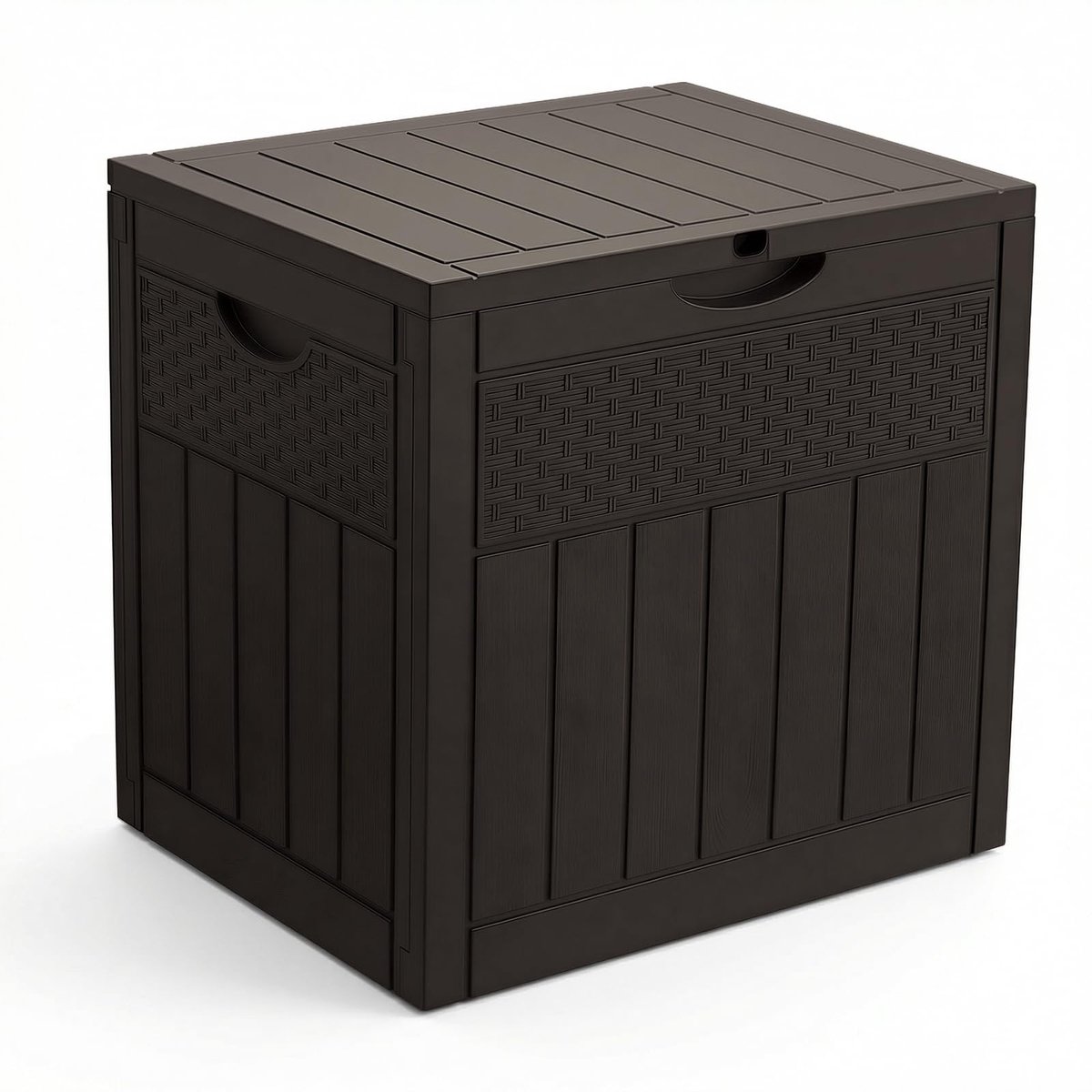 Famanu – 126L outdoor opbergdoos met deksel, afsluitbare tuin opbergkist, waterdichte plastic dekbox voor kussens en gereedschap, bruin rotan effect
