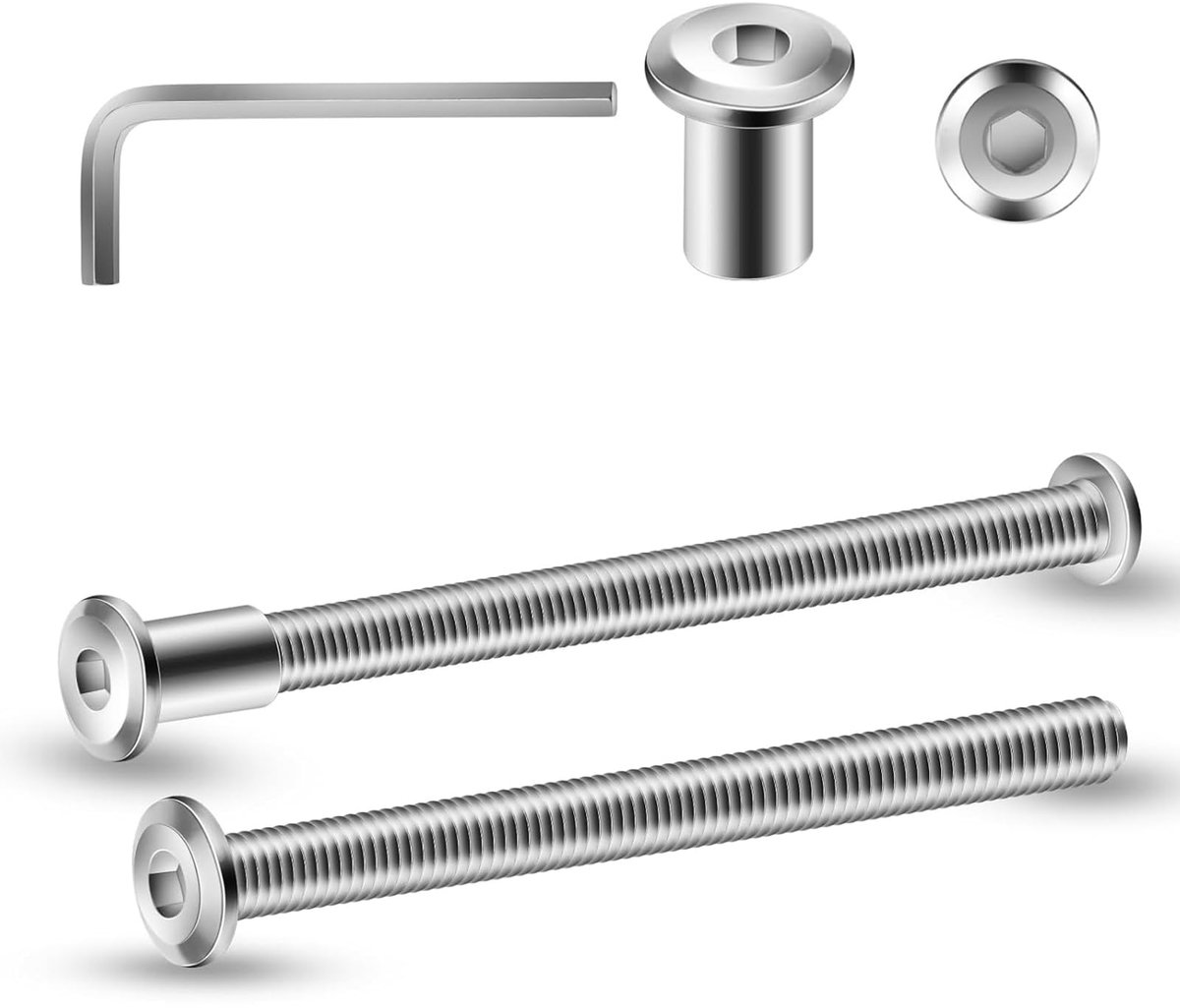 Famanu – Verbindingsschroeven M6 x 90 mm set van 10 stuks, hulsschroeven en meubelschroeven, ideaal voor het verbinden van meubels en kasten