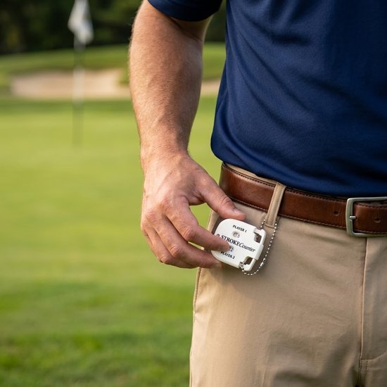 Witte golf score teller set van 2 voor heren en dames – golf score indicator met 2 cijferige slagen teller – handmatige score teller met sleutelhanger – golf score registratie hulpmiddel — afbeelding 2