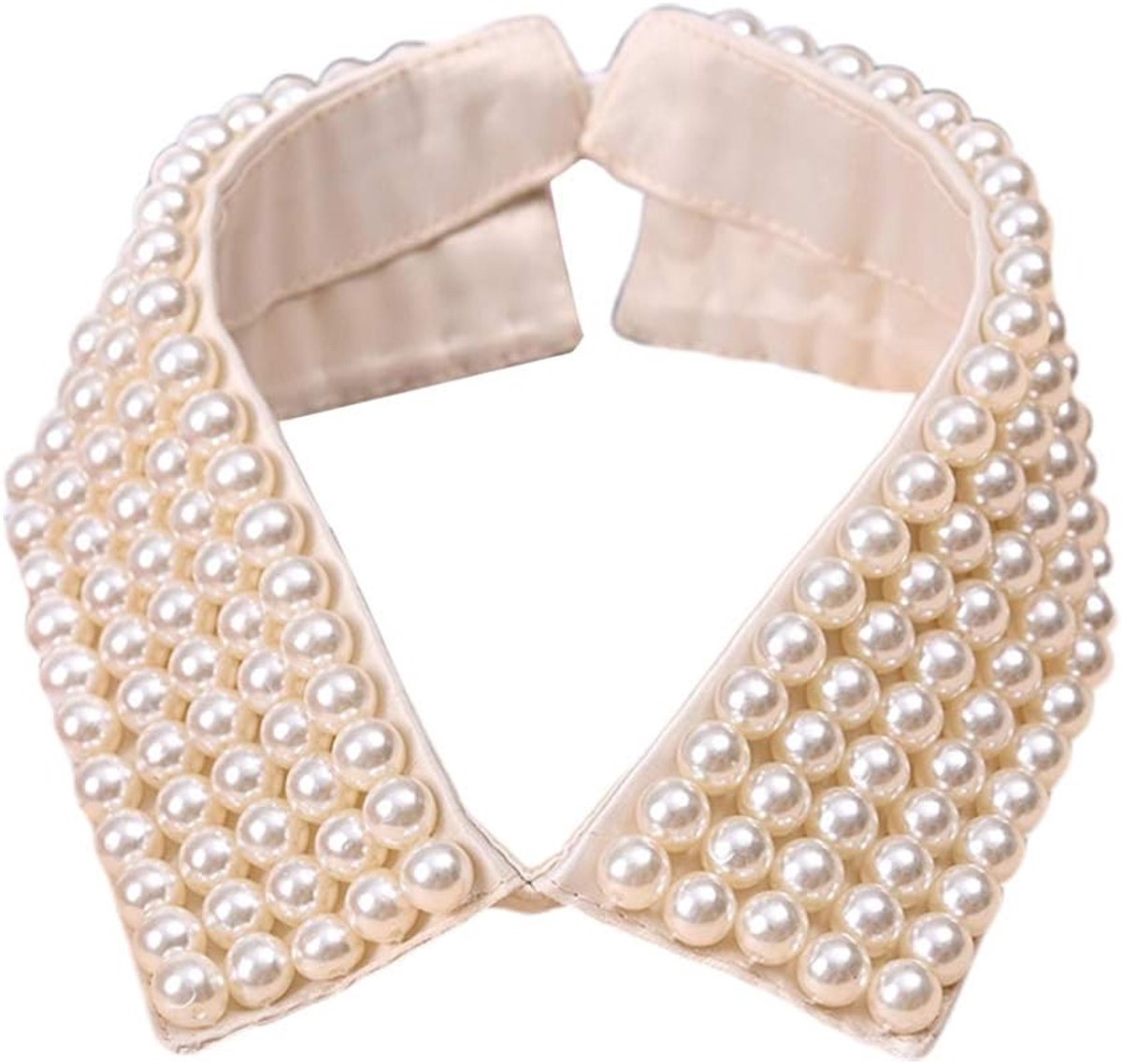 JHD Ladies Vintage Handmade Beading Faux Pearls Layers Bib Lapel Fake Collar Jewelry Detachable Chain Choker Fabric - ShopVlot