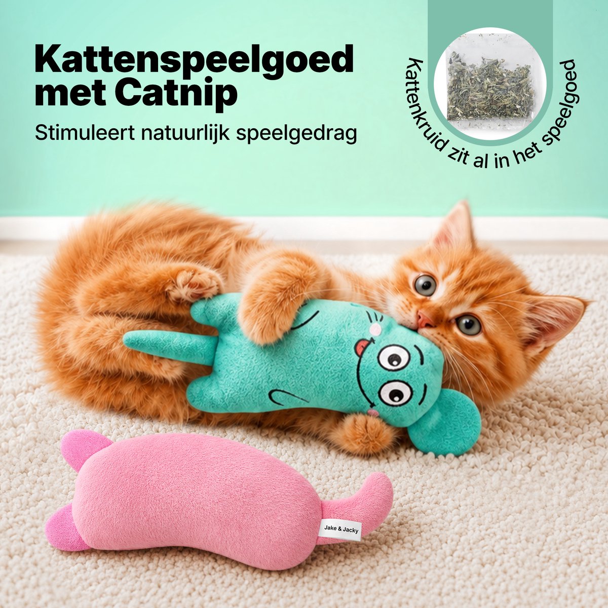 LG Jake and Jacky Kattenspeelgoed met Catnip - 15cm thumbnail 2