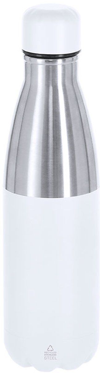 Thermische fles van 550 ml capaciteit, gemaakt van gerecycled roestvrij staal met dubbele wand Fanox Wit