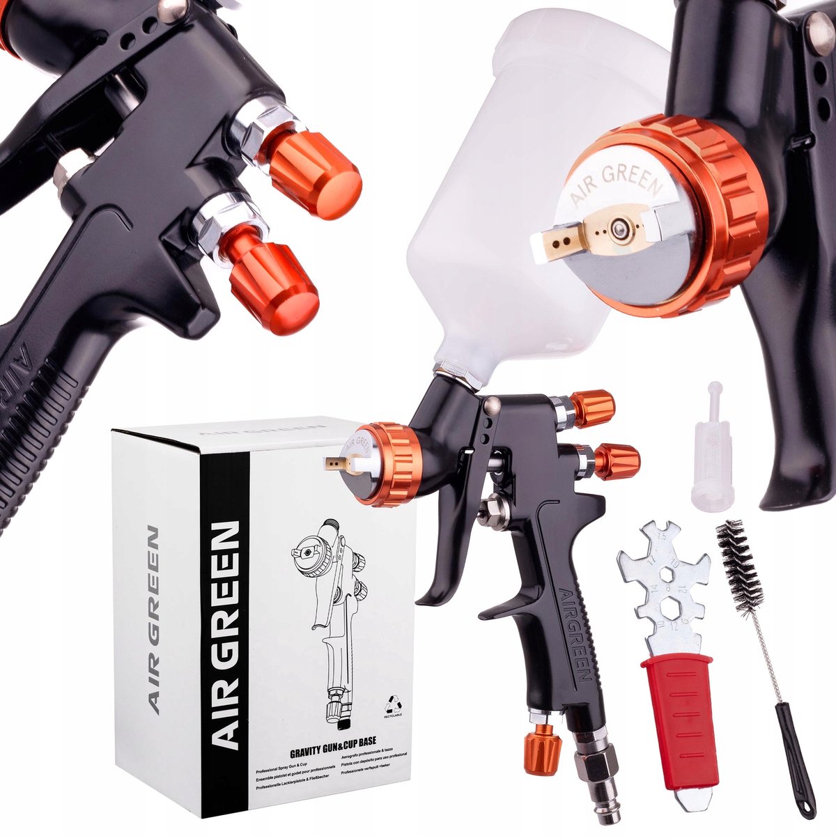HVLP Spuitpistool met 2,5mm nozzle, 600ml tank voor lakken