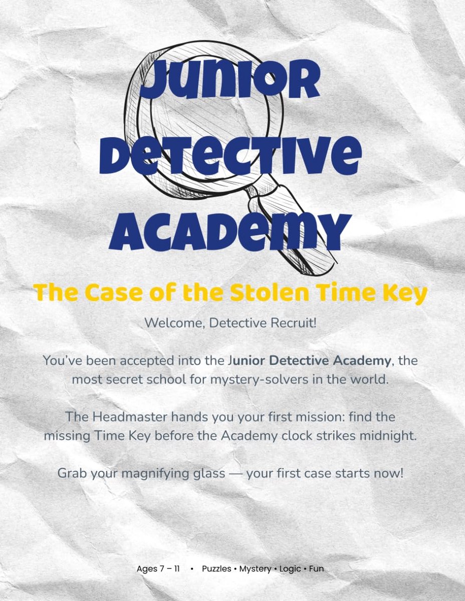 Junior Detective Academy: The Case of the Stolen Time Key: Fun Logic Puzzles, Riddles, Mazes & Mysteries for Clever - ShopVlot