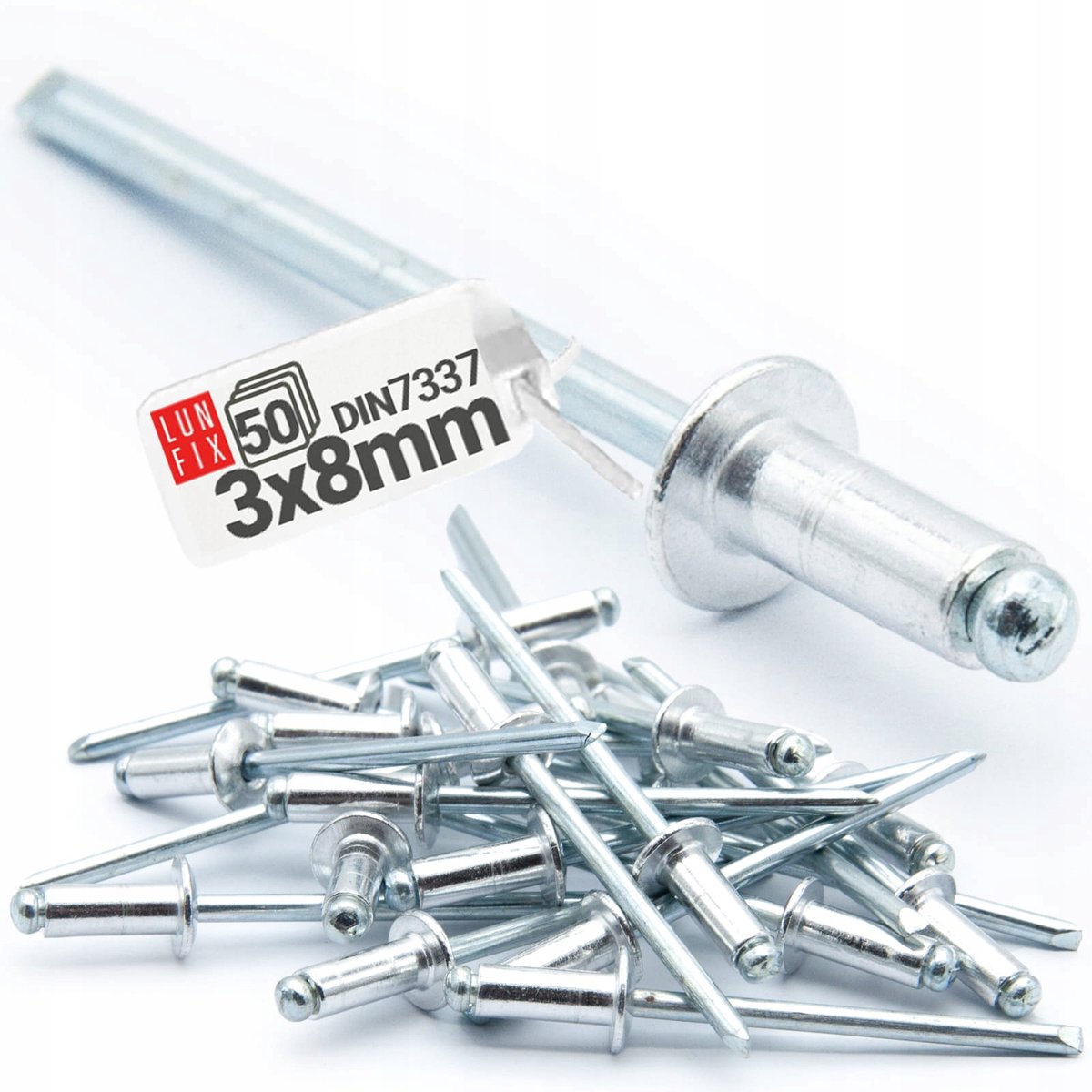 Blindklinknagels Aluminium/Staal 3x8mm Verzinkt DIN 7337 - 50 stuks