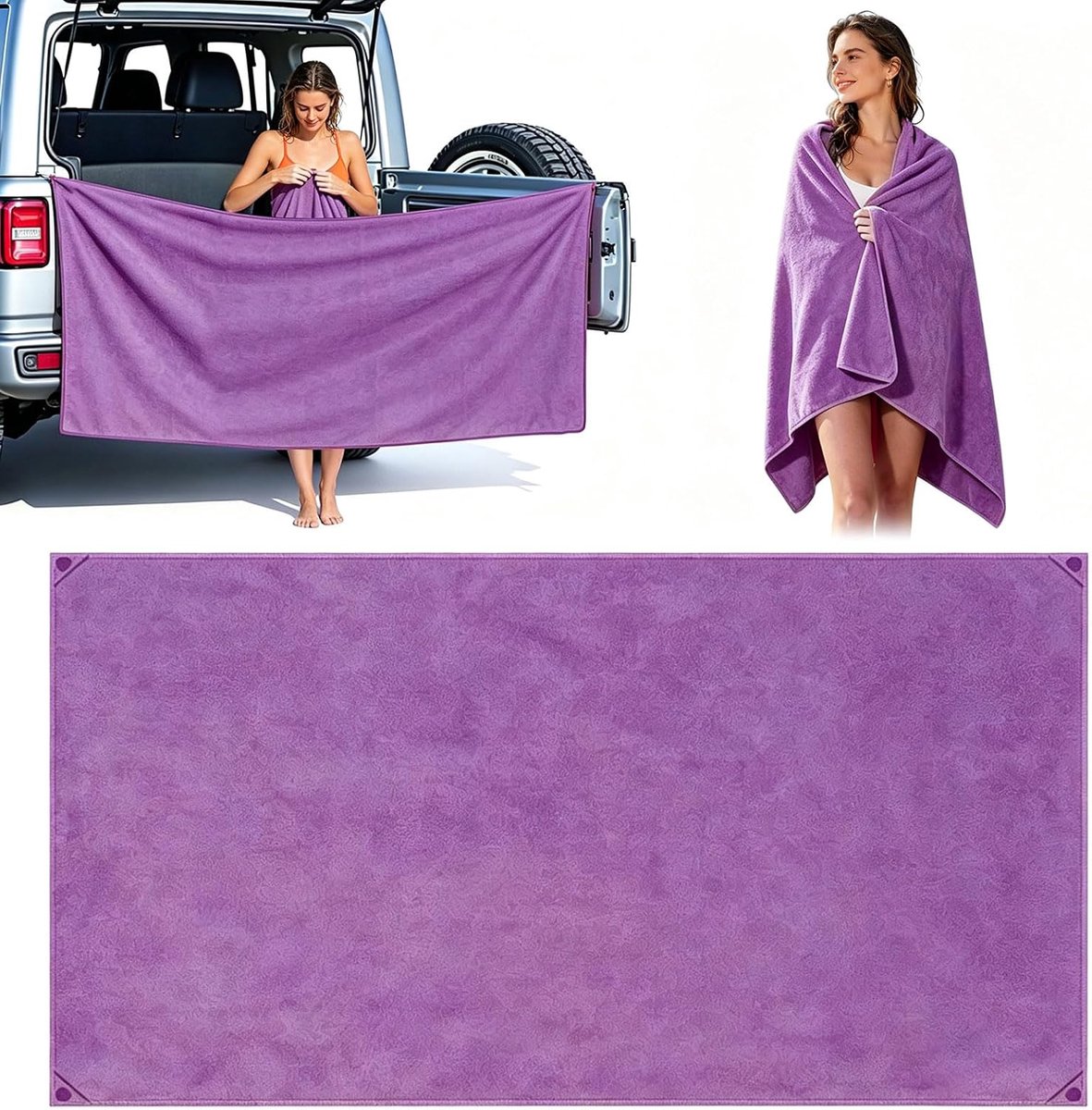 Magnetic Beach Towel 80x190cm, Beach Towel, Bath Towels, Sports Towel Gym (Purple) - ShopVlot