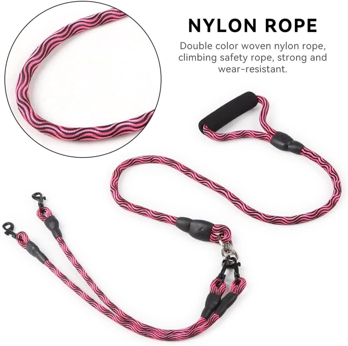 Double Dog Lead, Dog Leash with Two Ropes, Double Dog Lead, Removable Anti-Tangle Protection, Comfortable Walking - ShopVlot