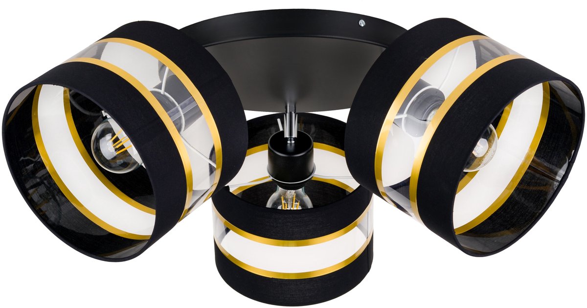 Verstelbare Plafondlamp Zwart met Goudkleurige Strepen - 20cm