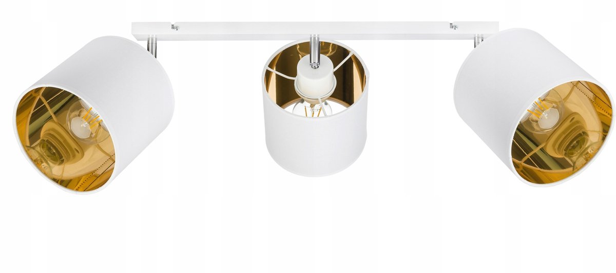 Gouden Plafondlamp met Verstelbare Armaturen en Witte Lampenkappen