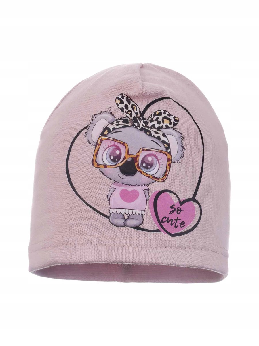 Meisjes muts katoen met koala beer en bril, maat 44/48