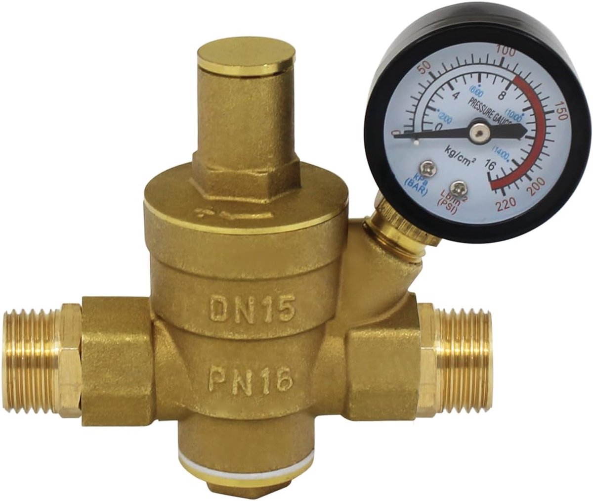 Water pressure regulator with pressure gauge pressure reducer reducing valve pressure regulator valve pressure - ShopVlot