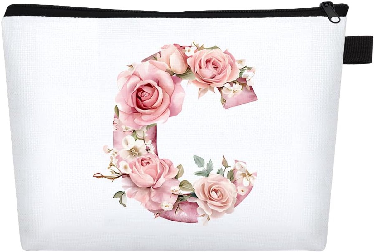 Personalized A-Z First Makeup Bag for Women - Custom Cosmetic Bags, Travel Toiletry Bag, Bridesmaid Supplies, Birthday - ShopVlot