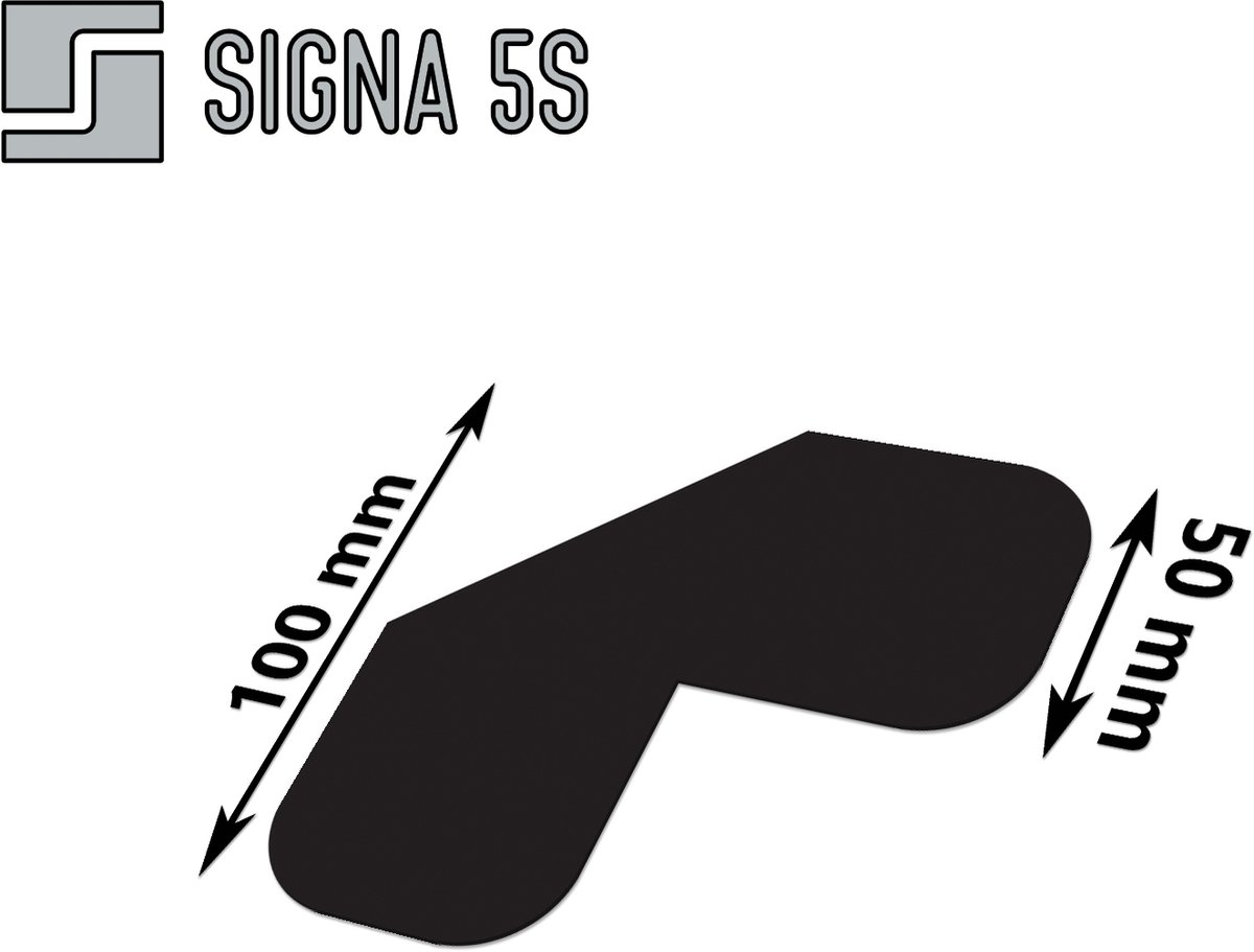 SIGNA 5S Vloermarkering Hoek L/X 50 Zwart 100x100mm