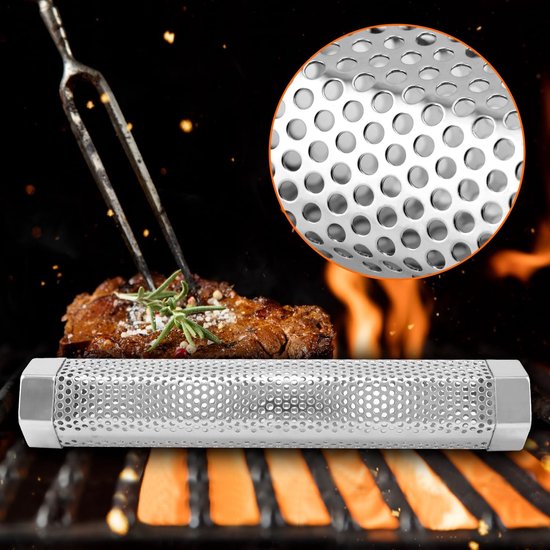 30 cm Roestvrijstalen Rookbuis voor Pelletgrill - Hoogwaardige Zeshoekige Koudrook Generator - Geschikt voor Warm en Koud Roken op Alle Grills — afbeelding 5