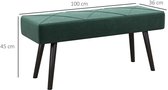 Groen, 100 x 36 x 45 cm, Zitbank, Polsterbank, Bedbank, Halbank, Schoenenbank, Flurbank, Gestoffeerde Bank, Bank voor Slaapkamer, Samtlook, Gewatteerde Zitting, Metalen Poten