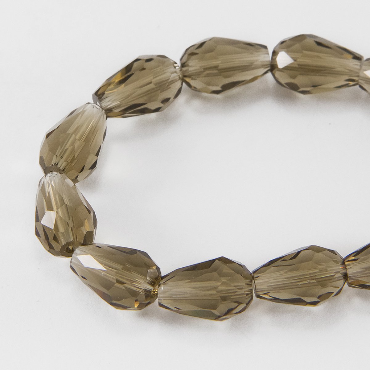 Grijze Glazen Druppelkralen, Facetgeslepen, 11x8mm, 60 stuks