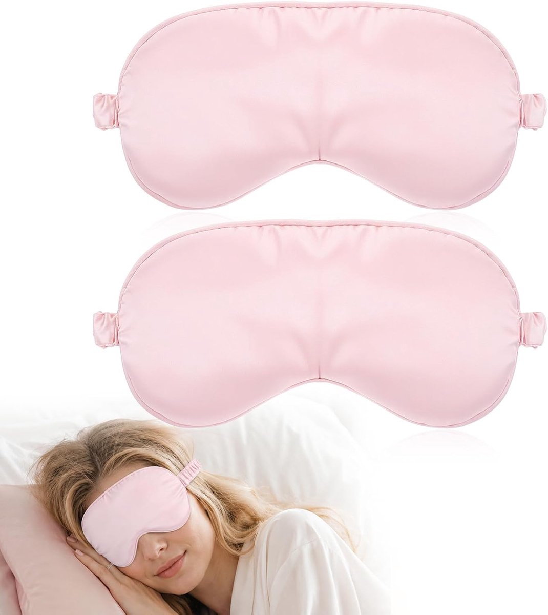 Oogmaskers 2 stuks - zijden oogband - verstelbare band - lichtblokkerend voor een goede nachtrust - ShopVlot
