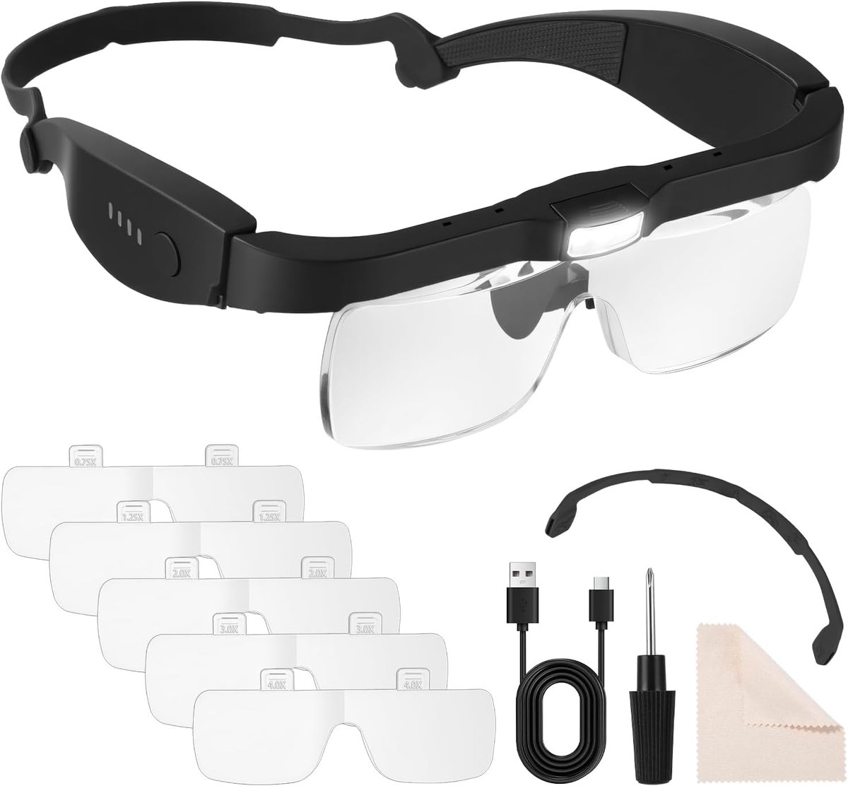 Vergrootglas met licht - 5 verwisselbare lenzen - 2 helderheden - ideaal voor brildragers - ShopVlot
