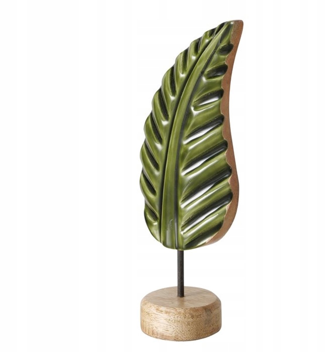 Merkloze Mango Houten Blad Decoratie - 37 cm Groen