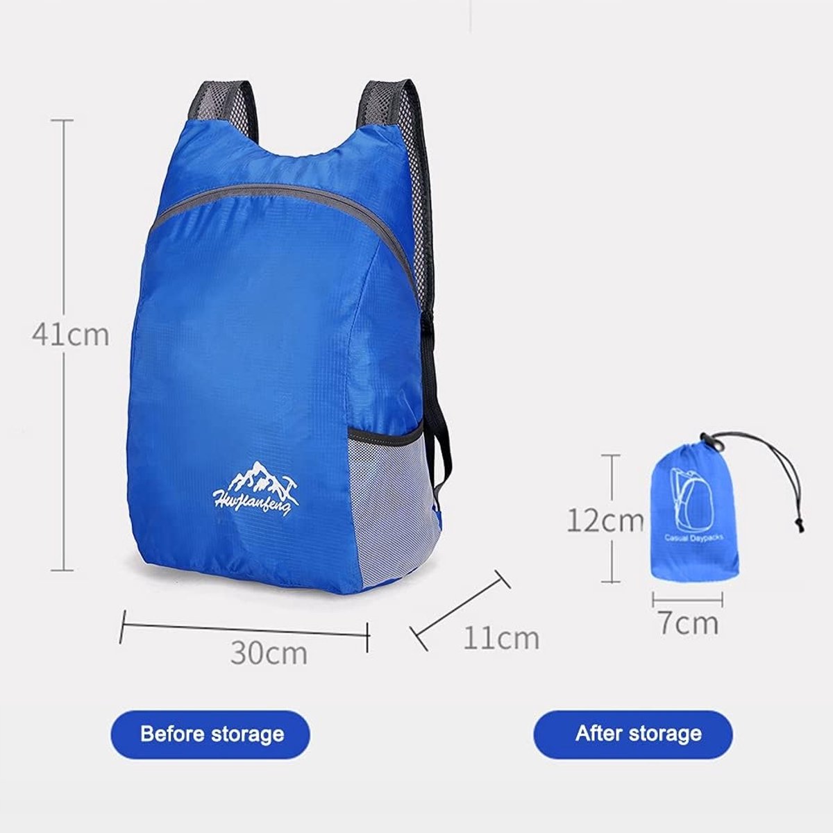 Ultralichte Blauwe Waterdichte Reisrugzak - Compact & Opvouwbaar