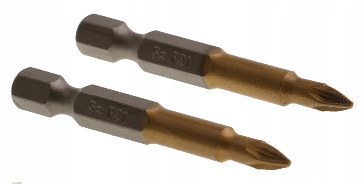 2x Pozidriv Bit PZ1 x 50mm - Titanium S2 Staal