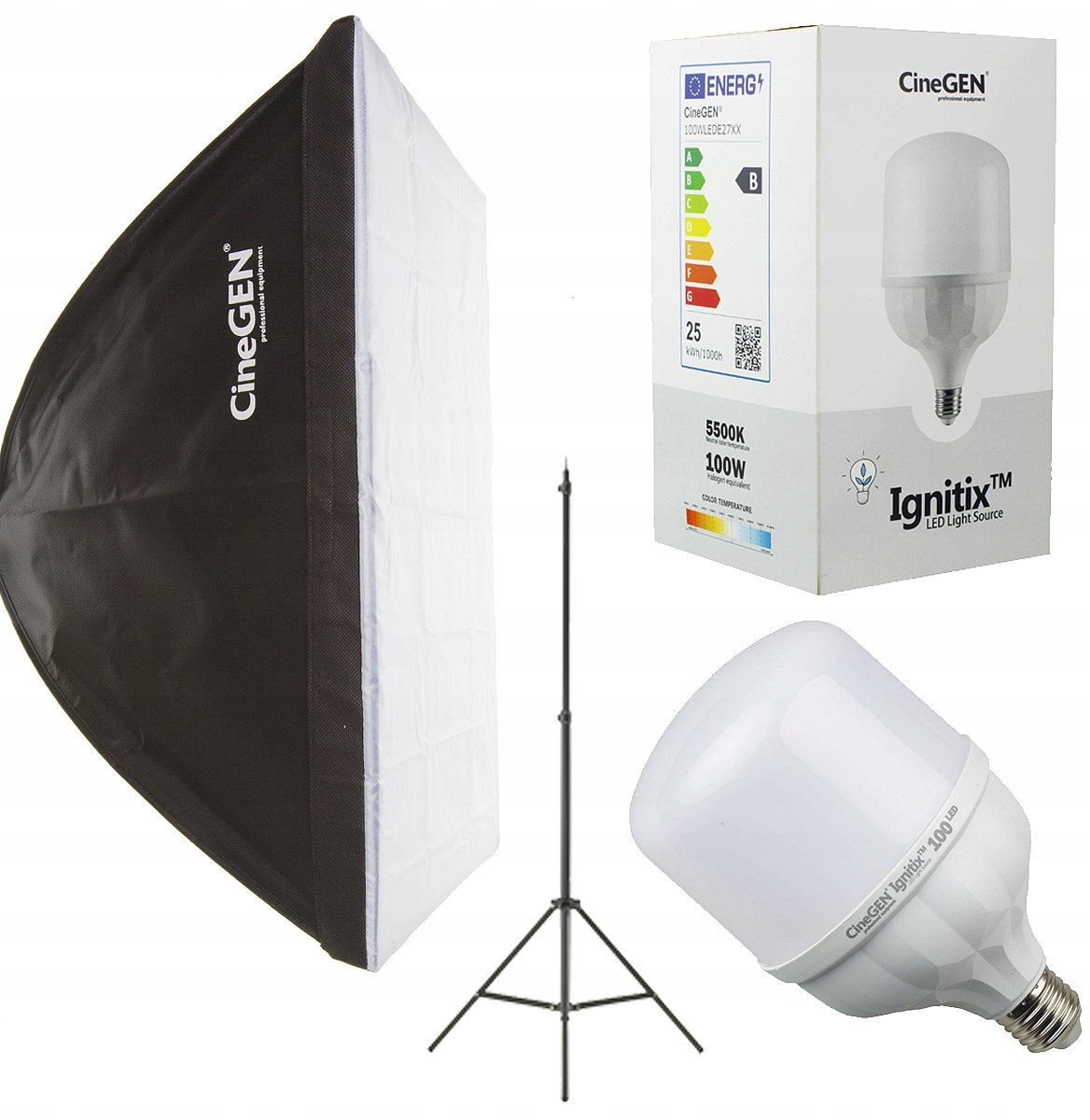 Softbox Verlichtingsset 50x70cm met 100W LED Lamp & Statief