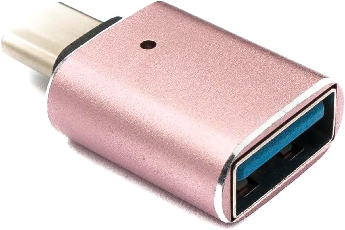 USB 3.1 adapter type C - 3.0 A bus - roze - met indicatorlicht voor snelle gegevensoverdracht - ShopVlot