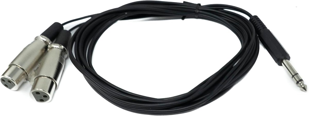 AUX Y-kabel 3m - 6.35mm TRS naar 2X XLR 3-pins - robuuste afscherming - ideaal voor audioverbindingen - ShopVlot
