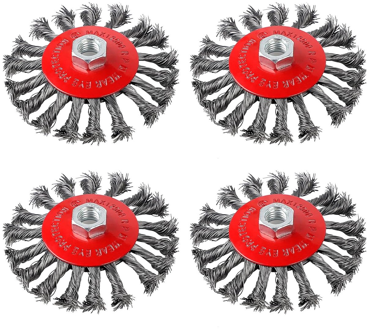 Draadborstel Set 4 x 115 mm - Flexibele Stalen Borstel - Voor Hoekslijper - Langdurig Gebruik - ShopVlot