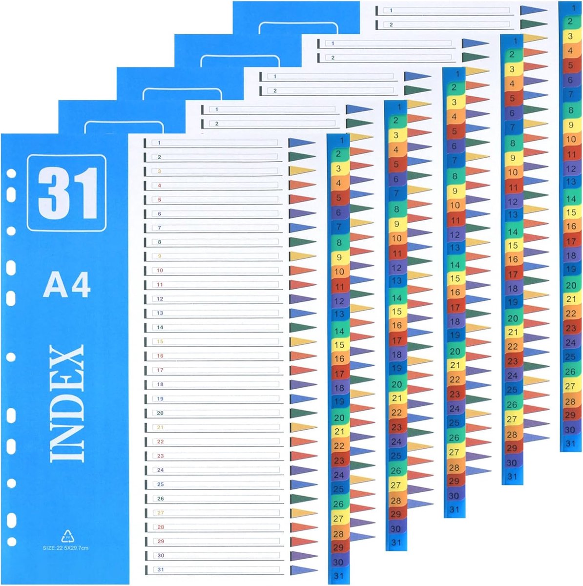 A4 tabs 1-31 - kleurrijke labels - duurzame kwaliteit - voor efficiënt organiseren - ShopVlot