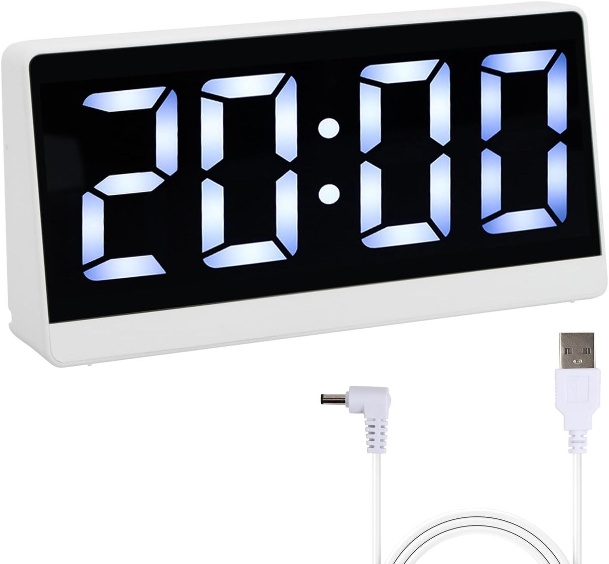 Digitale wekker met grote led-display - batterij en plug-in - instelbare helderheid - spraakbediening en snooze functie - ShopVlot