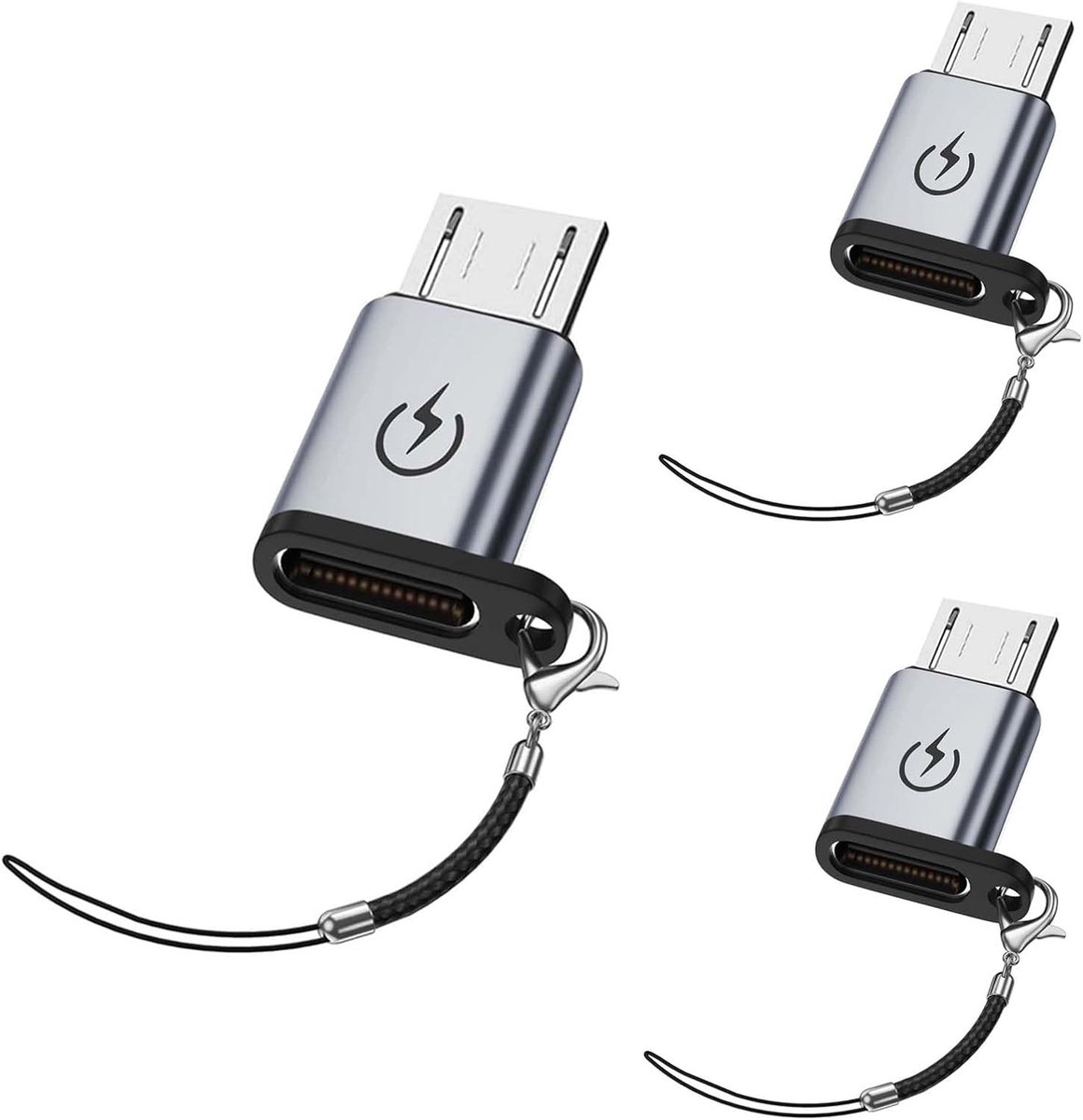 USB C naar Micro USB Adapter - 3 Pack - Ondersteunt 18W Snelladen - Voor Gegevensoverdracht - ShopVlot