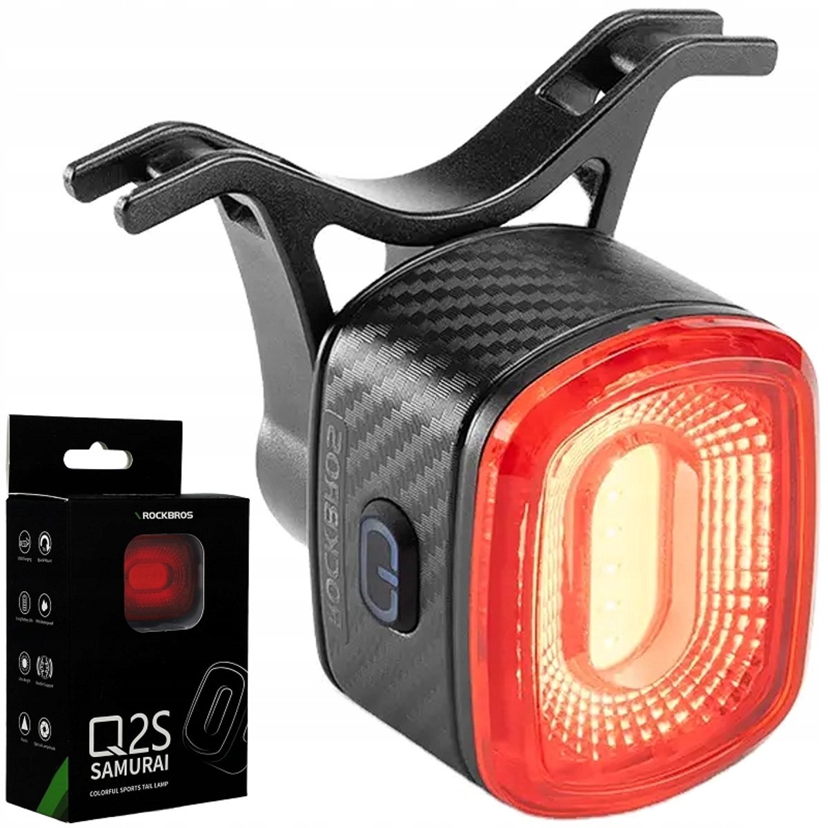 Fietslamp Achter LED COB met Remlicht & Daglichtsensor