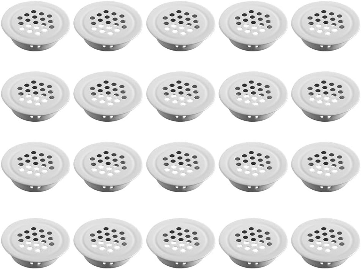 Ventilatiegrille 19mm Rond - Roestvrij staal - Wit - Ideaal voor kasten - ShopVlot