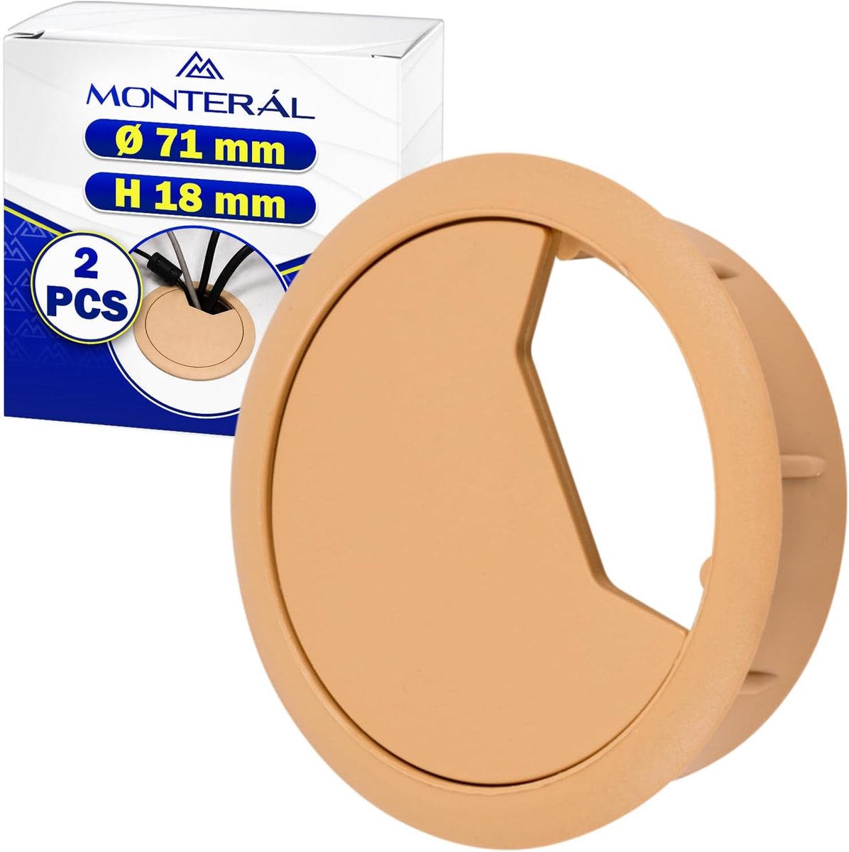 Kabeldoorvoer bureau Ø 60/71 mm - warm beige - voor een nette kabelafvoer - set van 2 stuks - ShopVlot